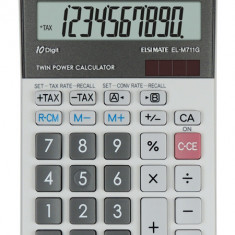 Calculator De Birou, 10 Digits, 152 X 100 X 33 Mm, Dual Power, Sharp El-m711ggy - Gri