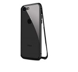 Husa cu Bumper din Aluminiu cu prindere Magnetica si spate din Sticla Temperata Securizata pentru iPhone 7 / 8 Black