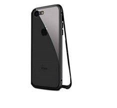 Husa compatibila cu Apple iPhone 7 Plus Magnetica 360 grade Black, cu spate de sticla securizata premium