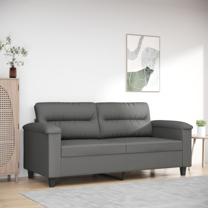 vidaXL Canapea cu 2 locuri, gri &icirc;nchis, 140 cm, țesătură microfibră