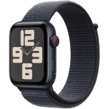 Apple Watch SE (2024), GPS, Cellular, Carcasa Midnight Aluminium 44mm, Ink Sport Loop