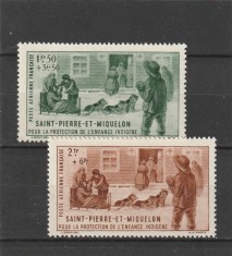 Saint Pierre et Miquelon , Colonii franceze 1942 - Omnibuse , Ajutorul pentru copii , serie 2 valori, dantelate , MNH , Mi.324-325