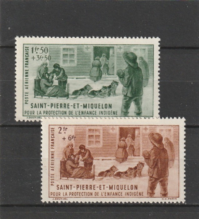 Saint Pierre et Miquelon , Colonii franceze 1942 - Omnibuse , Ajutorul pentru copii , serie 2 valori, dantelate , MNH , Mi.324-325