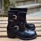 Bocanci dama din piele naturala cu catarame Biker Black, 36
