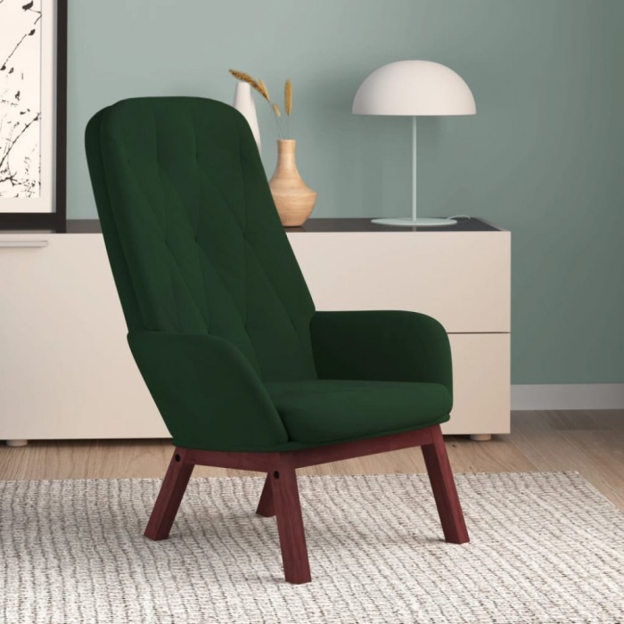 vidaXL Scaun de relaxare, verde &icirc;nchis, catifea 341220