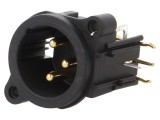 Conector XLR Neutrik 3 Pini Tata 90&deg; Negru Model NC3MAH pentru Montaj Panou/PCB