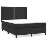 Cumpara ieftin Pat box spring cu saltea, negru, 140x200 cm, piele ecologica