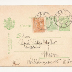 R1 Romania - Carta postala , Arad-Wien, circulata 1928