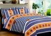 Lenjerie de pat pentru o persoana cu husa elastic pat si fata perna dreptunghiulara, Garden, bumbac mercerizat, multicolor