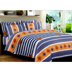 Lenjerie de pat pentru o persoana cu husa de perna dreptunghiulara, Garden, bumbac mercerizat, multicolor