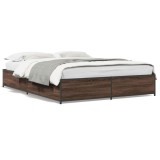 Cumpara ieftin Cadru de pat, stejar maro, 120x190 cm, lemn prelucrat si metal