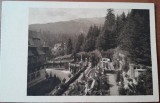 Carte Postala Sinaia, Terasele Castelului Peleș, Perioada Interbelică, 14x9 cm, Alb-Negru, Necirculată