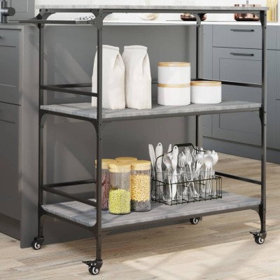 Gossi carucior de bucatarie, gri sonoma 100,5x50x105cm lemn prelucrat foto