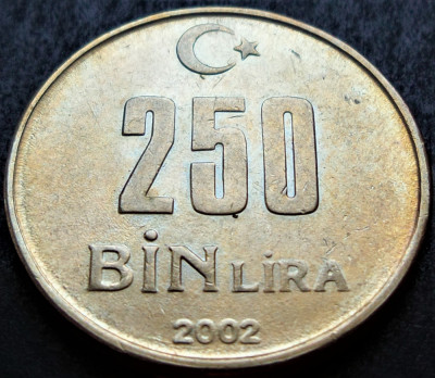 Moneda 250000 LIRE / 250 BIN LIRA - TURCIA, anul 2002 * cod 2536 = excelenta foto