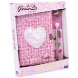 Cumpara ieftin Jurnal Tweed Glamour Girabrilla , agenda cu coperta tweed, paiete si lacat, pix inclus