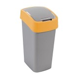 Cos de gunoi Curver Flip Bin 45L, gri-argintiu si galben
