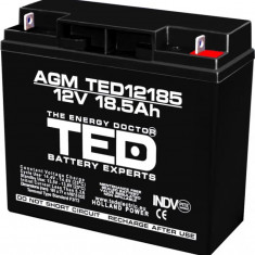 Acumulator 12V Stationar VRLA, Dimensiuni 181 x 76 x 167 mm, Baterie 12V 18.5Ah F3, TED Electric