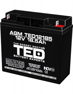 Acumulator 12V Stationar VRLA, Dimensiuni 181 x 76 x 167 mm, Baterie 12V 18.5Ah F3, TED Electric foto