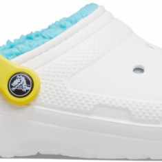 Saboți Crocs Classic Lined Pop Strap Clog Alb - White/Multi