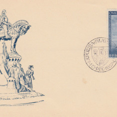 1957 Expozitia filatelica CLUJ, plic cu stampila speciala, statuia lui Ovidiu