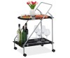 Carucior Servire Relaxdays, 2 Rafturi, Roti 360&deg;, 84x45x60cm, Metal/Sticla Neagra, Max 10kg (5kg/raft) - RESIGILAT