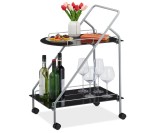 Carucior de servire Relaxdays, 2 rafturi, roti rotative, 84 x 45 x 60 cm - RESIGILAT