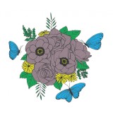 Sticker decorativ, Buchet de flori, Gri, 60 cm, 1170ST-3