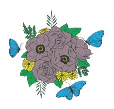 Sticker decorativ, Buchet de flori, Gri, 120 cm, 1170ST-32 foto