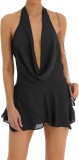Cumpara ieftin Rochie Vara Scurta Dama Loalirando, Decolteu V, Neagra, Dantela, Sexy, Club, Plaja, Ocazie Speciala, Marimea S