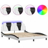 Cumpara ieftin Cadru de pat, Viana, cu LED fara saltea, alb si negru, 160x200 cm