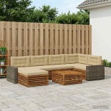 vidaXL Set de canapele de exterior cu pernă 7 pcs Natural și Bej 3383611