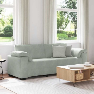 vidaXL Canapea cu 3 locuri gri deschis 178 cm catifea 4105277 foto