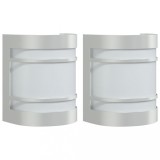 Cumpara ieftin Corpuri de iluminat exterior de perete 2 buc argintiu otel inox