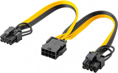 Cablu adaptor ATX alimentare cu 8 pini mama la 6+2 tata pentru placa video PCI Express Goobay 60000 foto