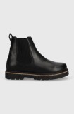 Birkenstock ghete chelsea de piele Highwood femei, culoarea negru, cu toc plat, 1025781
