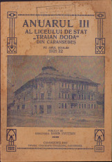 HST C1305 Anuarul Liceului de Stat Traian Doda Caransebeș 1921/22 foto