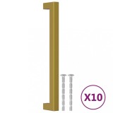 Manere de dulap, 10 buc., auriu, 192 mm, otel inoxidabil