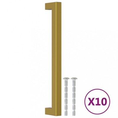 Manere de dulap, 10 buc., auriu, 192 mm, otel inoxidabil foto