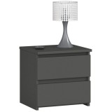 Comoda/noptiera, placa laminata, 2 sertare, gri grafit, 40x35x40 cm