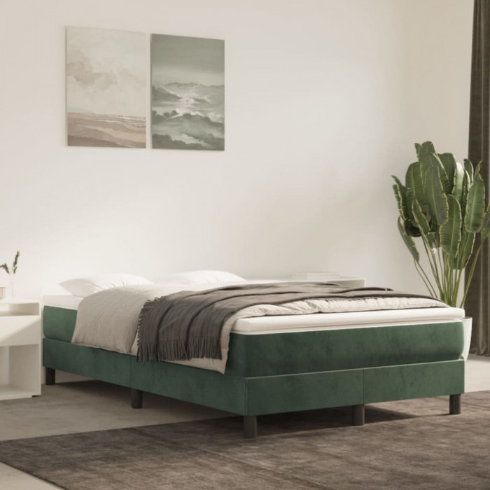 Saltea de pat cu arcuri, verde &icirc;nchis, 120x200x20 cm, catifea GartenMobel Dekor