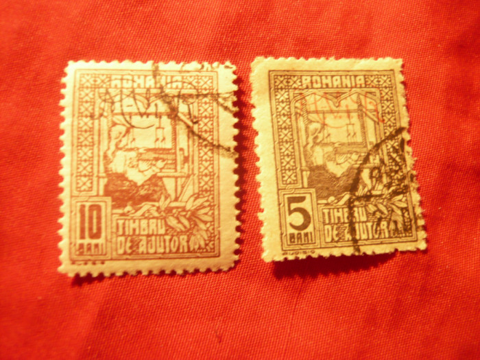 2 Timbre Ajutor Romania 1918 , supratipar MViR stampilate