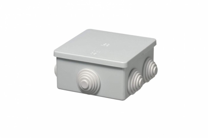 Doza aplicata patrata 80x80x40mm IP44 pentru distributie jonctiune ABS rezitenta UV inchidere capac prin apasare