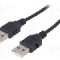 Cablu din ambele par&amp;#355;i, USB A mufa, USB 2.0, lungime 1.8m, negru, AKYGA - AK-USB-11