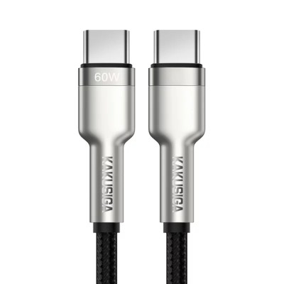 Cablu Date si Incarcare Kakusiga KSC-685 mufa USB-C la USB-C 60W PD, Gri foto