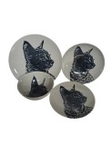 Set 4 piese, pentru o persoana, Ivoire decorat cu pisica