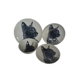 Set 4 piese, pentru o persoana, Ivoire decorat cu pisica