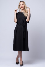 Rochie eleganta, cordon in talie, neagra foto