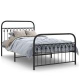 Cumpara ieftin Cadru pat metalic cu tablii de cap/picioare, negru, 107x203 cm