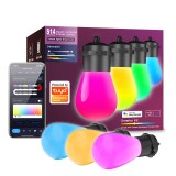 Cumpara ieftin Ghirlanda Luminoasa LED RGB Smart, 15m, 20 Becuri, Alb Cald/Rece, WiFi, Tuya, IP65, Exterior, Sarbatori