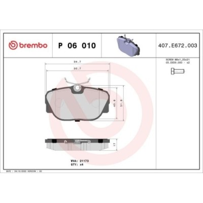 Placute frana BMW 3 (E30) 09.82-03.92, 3 Convertible (E30) 09.82-11.93, 3 Touring (E30) 07.87-10.94, Z1 Roadster 06.88-06.91, Fata, BREMBO foto